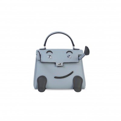 HERMÈS MASTER KELLY DOLL 8U IN GLACIER BLUE SWIFT LEATHER WITH SILVER HARDWARE (15*12*7cm) 